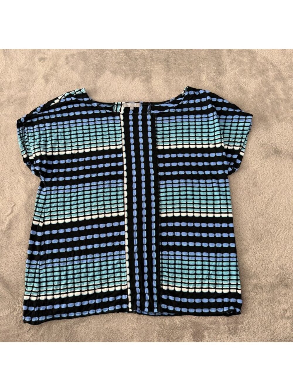 Habitat Clothes To Live In Blue Textured Blouse Shirt Top SMALL